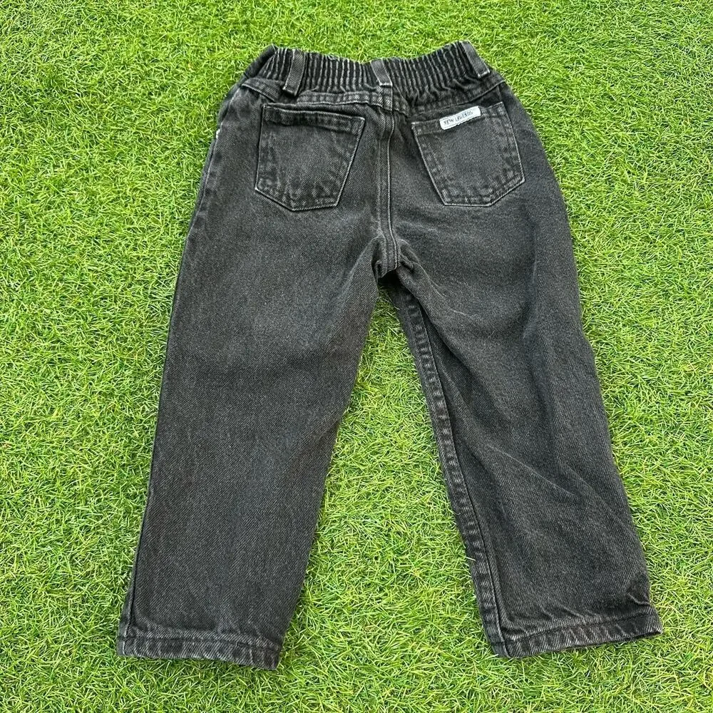 Vintage New Legends Toddler Kids Size 3 Black Denim Jeans 100% Cotton‎ Faded